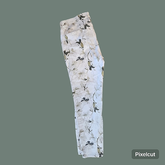 BUFFALO DAVID BITTON white floral stretch denim Savanah high rise Jeans size 12 - Picture 4 of 11